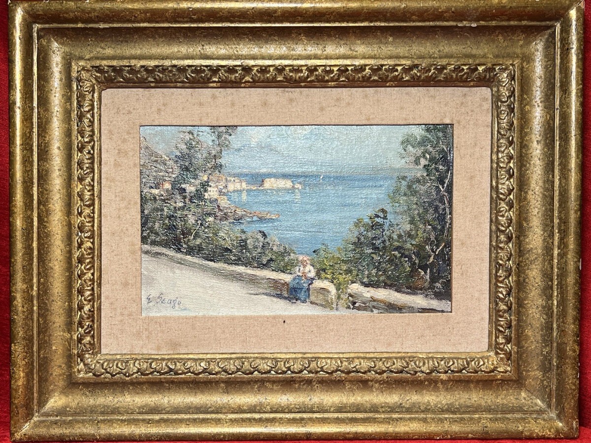 Fine Art Oil Painting Of Portuguese Coastal View Attributed To Edward Seago