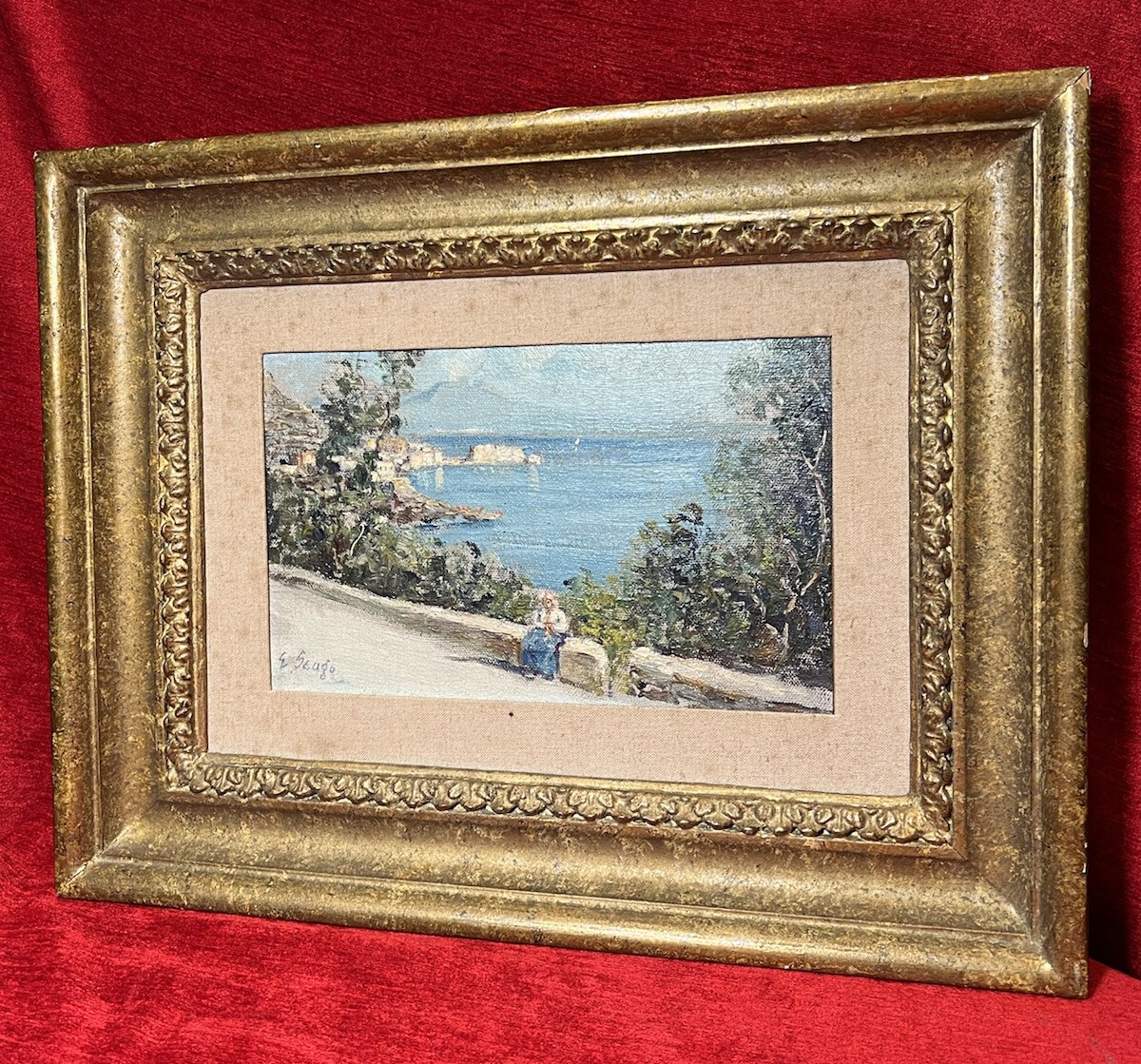 Fine Art Oil Painting Of Portuguese Coastal View Attributed To Edward Seago