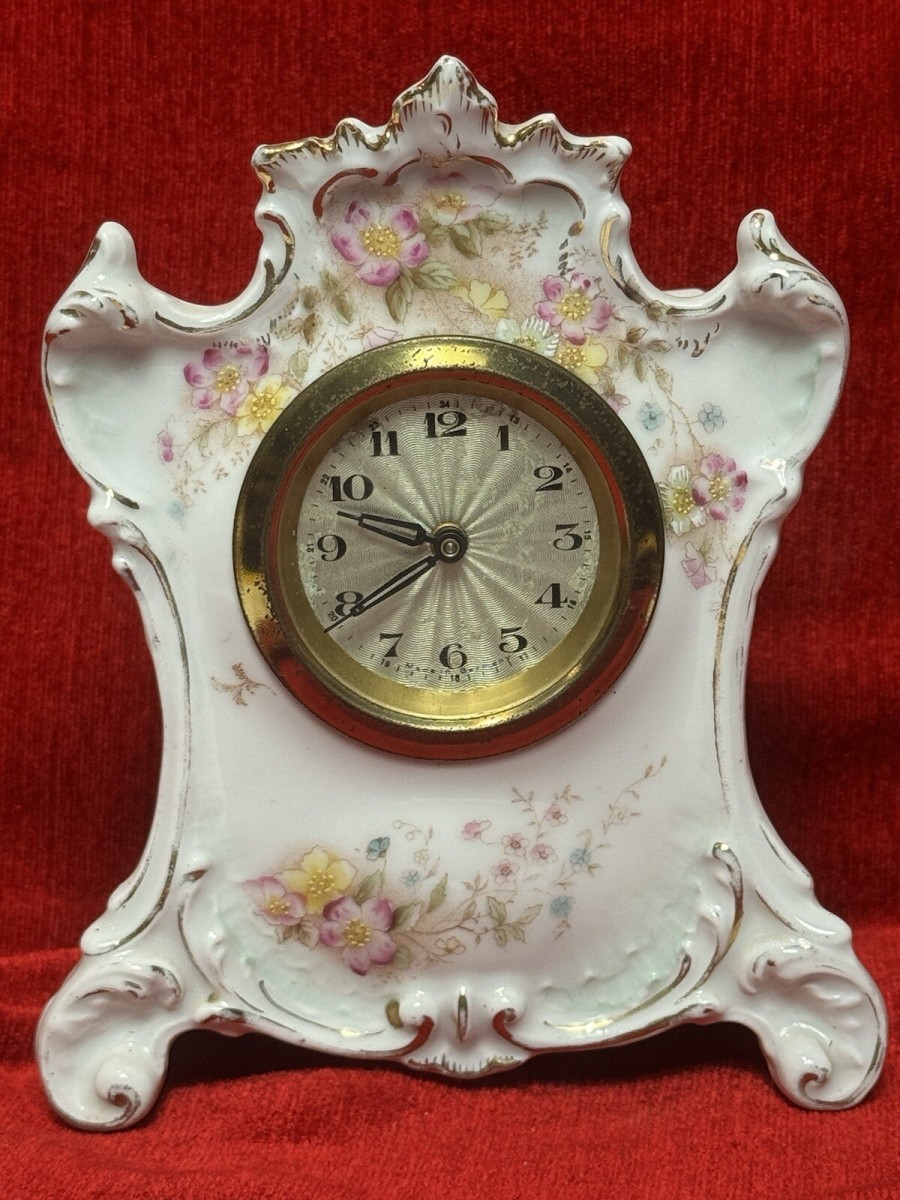 Primary image for Antique 19th Century German Dresden Porcelain Mantle Clock