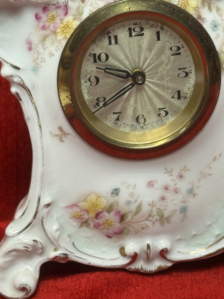 Antique 19th Century German Dresden Porcelain Mantle Clock