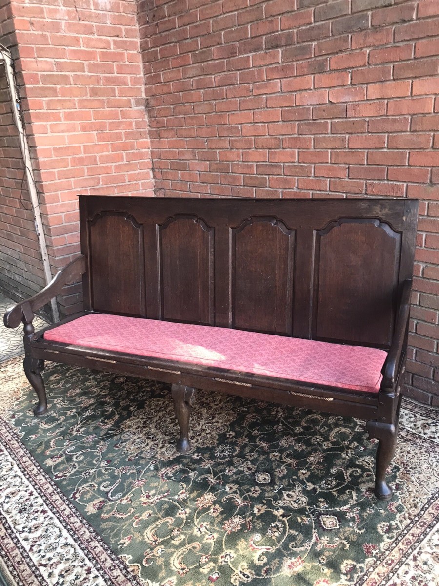 Period Antique 1760 George Iii Four Panel Great Hall Oak Settle
