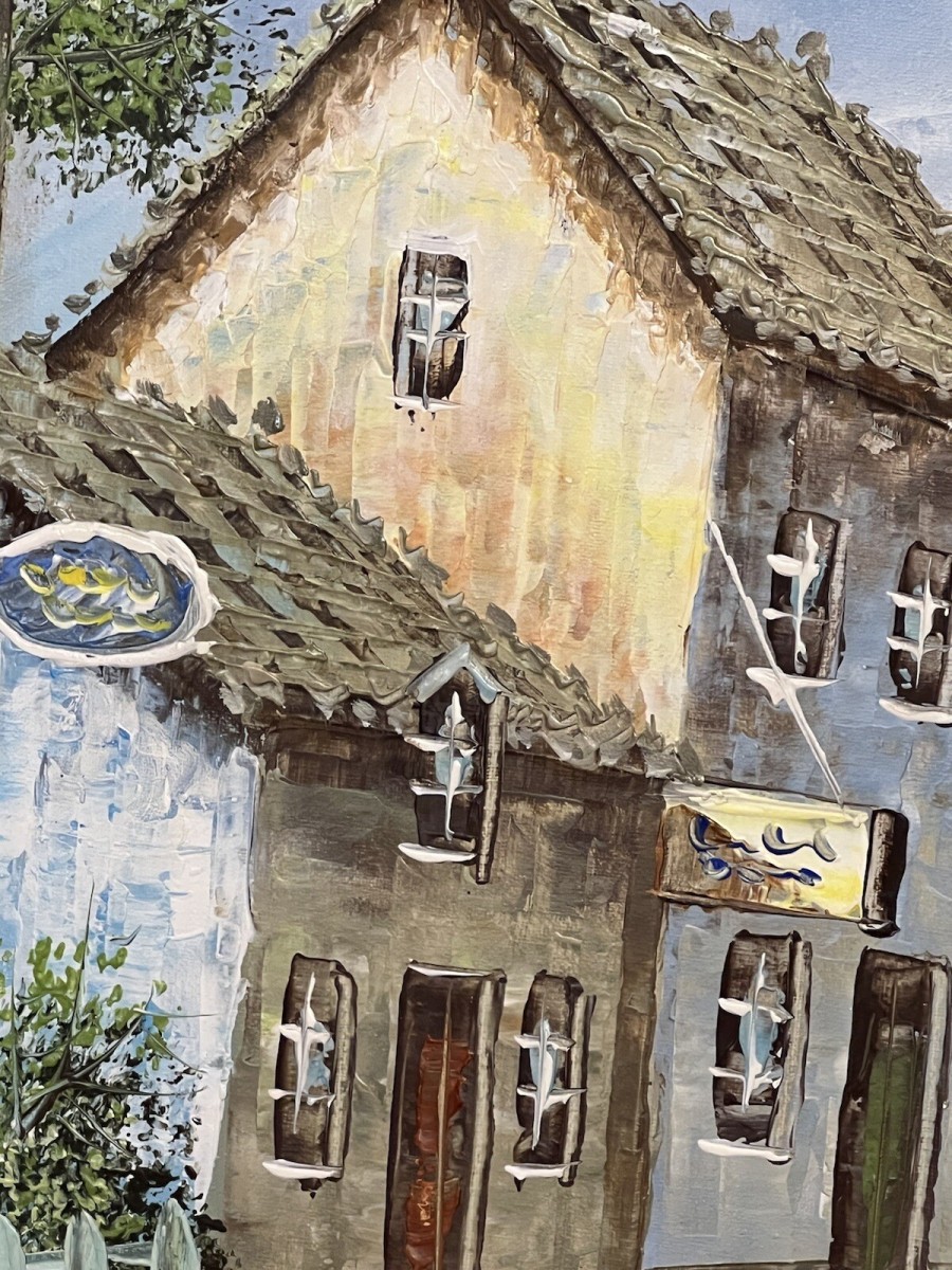 20th Century David Crespi 1928-1992 Mediterranian Village Scene Oil Painting