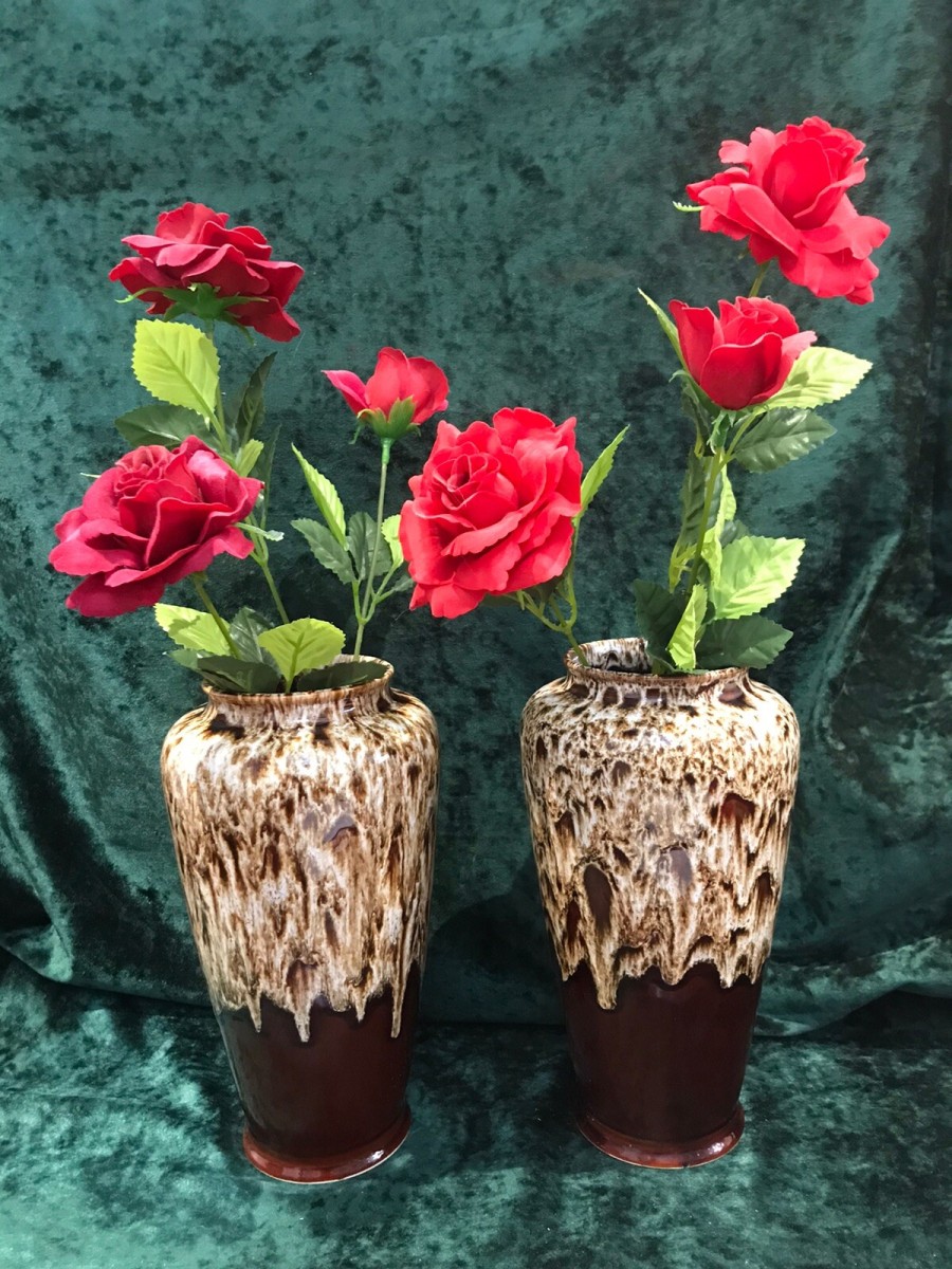 Primary image for Fine Pair Art Deco Melba Ware Drip Glaze Fine Arts Vases