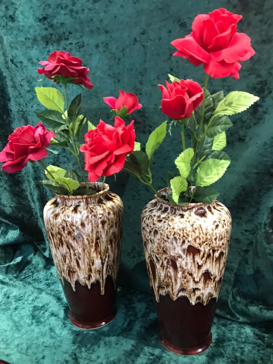 Fine Pair Art Deco Melba Ware Drip Glaze Fine Arts Vases