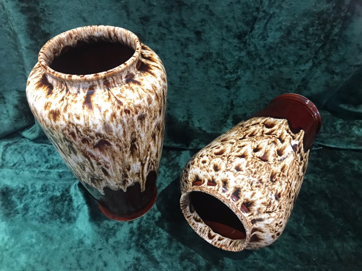 Fine Pair Art Deco Melba Ware Drip Glaze Fine Arts Vases