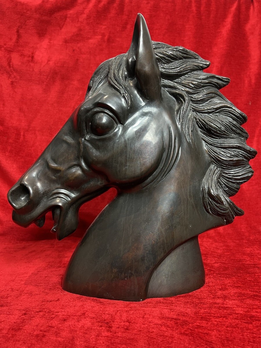 Early 20th Century Large Bronze Horse Head Showpiece