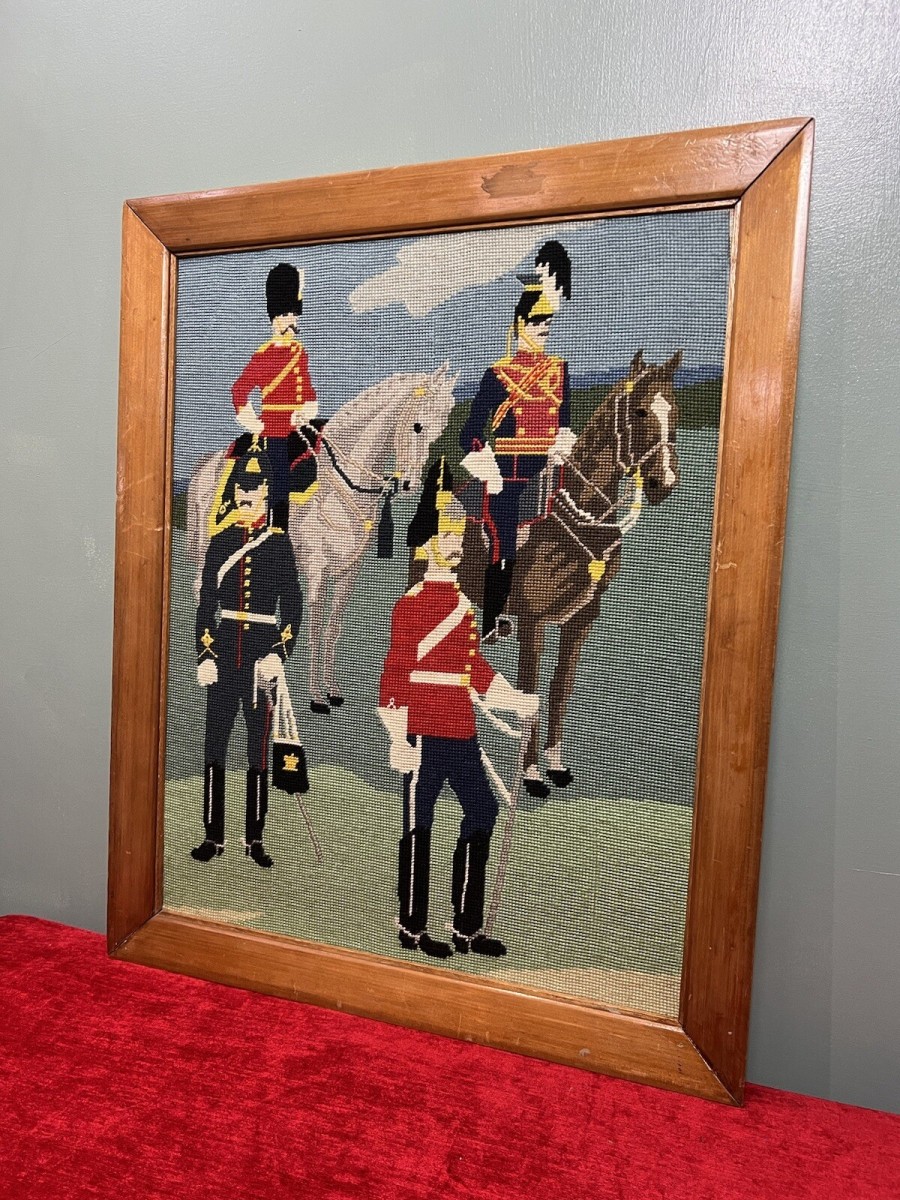 Historic British Royal Household Cavalry Guards Tapestry Showpiece