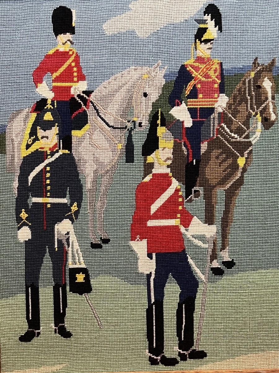 Historic British Royal Household Cavalry Guards Tapestry Showpiece