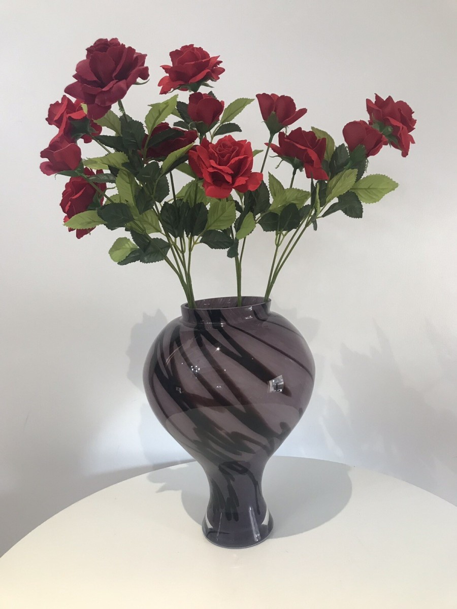 Stunning Large Murano Glass Vase With Purple Haze Design