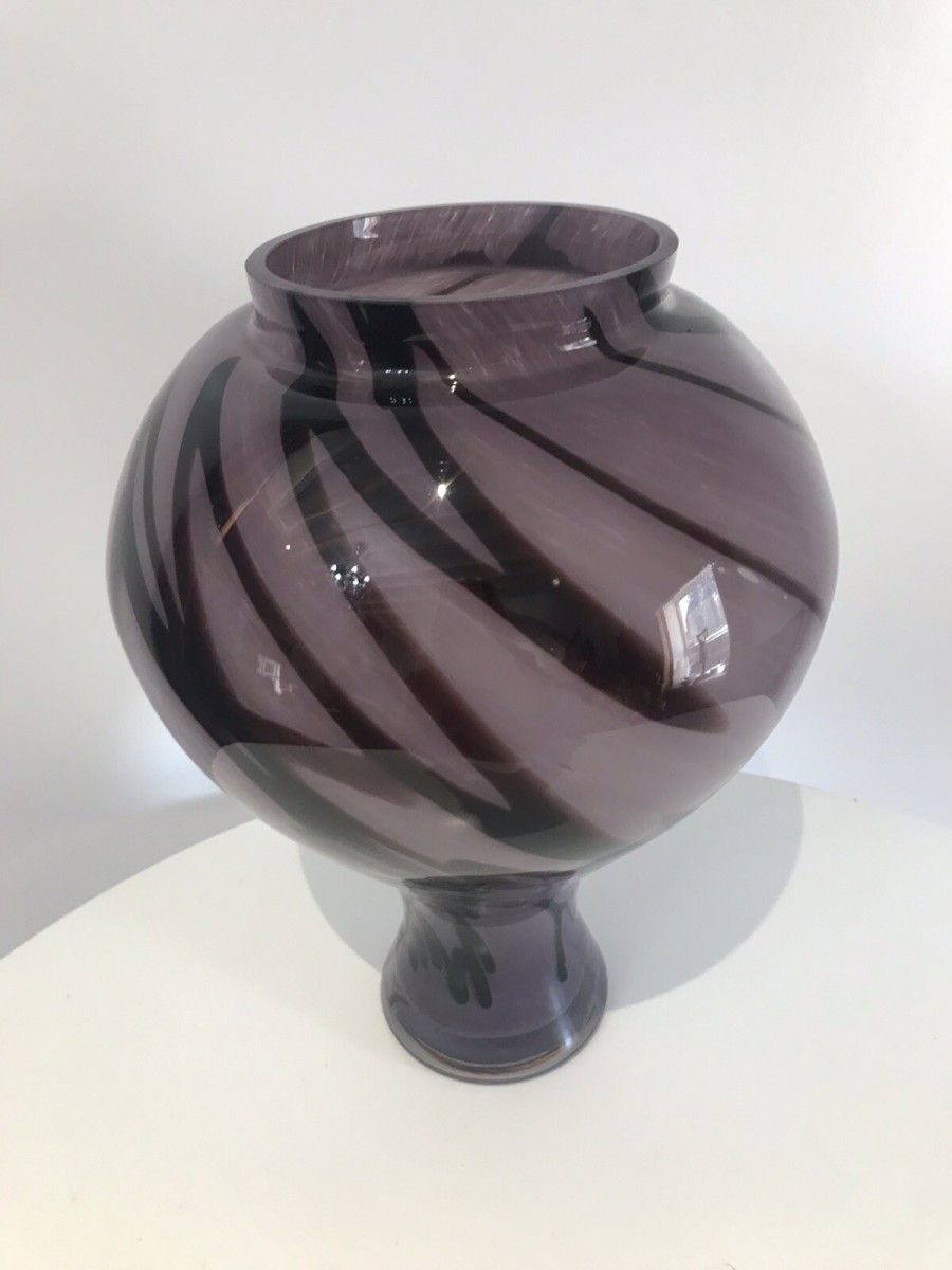 Stunning Large Murano Glass Vase With Purple Haze Design