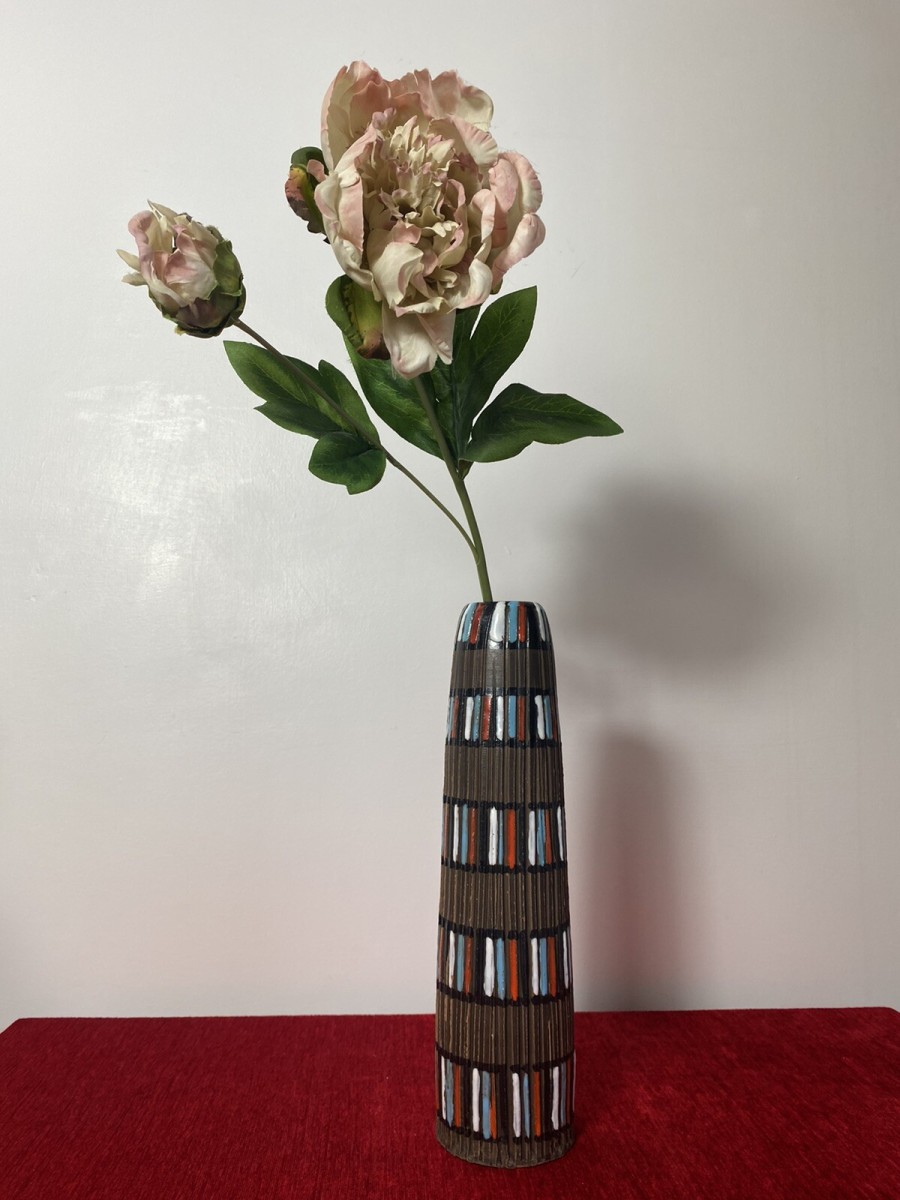 Italian Designer Mid Century Modern Textural Leaning Tower Of Pisa Inspired Vase