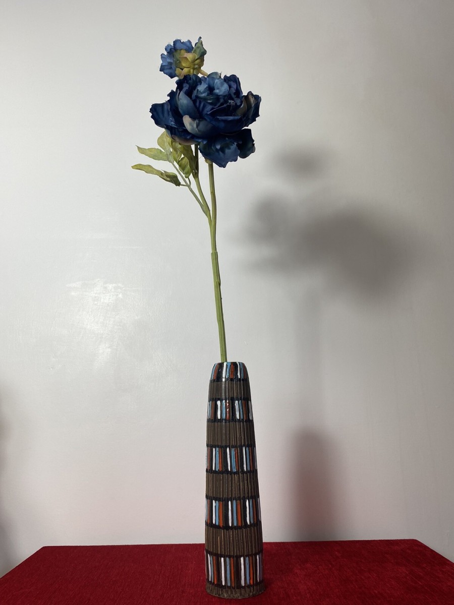 Italian Designer Mid Century Modern Textural Leaning Tower Of Pisa Inspired Vase