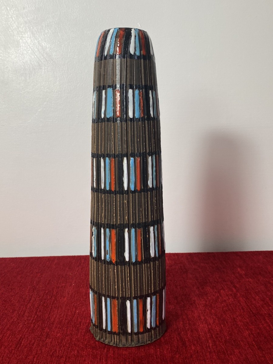 Italian Designer Mid Century Modern Textural Leaning Tower Of Pisa Inspired Vase