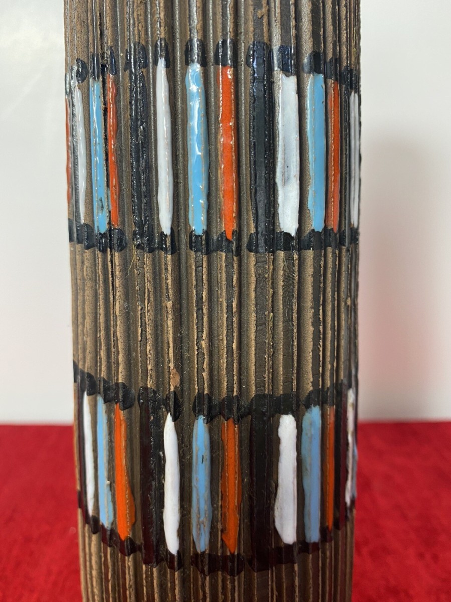 Italian Designer Mid Century Modern Textural Leaning Tower Of Pisa Inspired Vase
