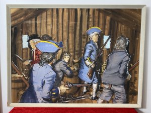 British Artist John Worsley Large Pastel Artwork Title 'Treasure Island' 1972 Circa - Dated 1972 Medium - Pastel On Board Artwork Title - 'Treasure Island ' Listing Description Large Illustrative Pastel Artwork By Prolific British Artist John Worsley (1919-2000) Depicting Military Scene From The Film 'Treasure Island'. Wonderful Scene With Six Figures Inside Wooden Cabin With Shooting Portholes, Two In Blue Admirals Uniforms, A Gentleman Sits Typing Upon Large Barrel Whilst Another In Red Jacket & Black Bowler Hat Loads His Rifle. Interesting Interior Scene With Many Guns And Swords On Display. Amazing Scene In Full Colour With Lots Of Humour And Movement In Fine Detail. Breath Taking Conversation Artwork For Art Collector. Set In Wooden Frame Signed/Dated/ Titled By British Artist John Worsley. Brief Artist History Upon Reverse. Dimensions In Inches Height 30" Width 39"
