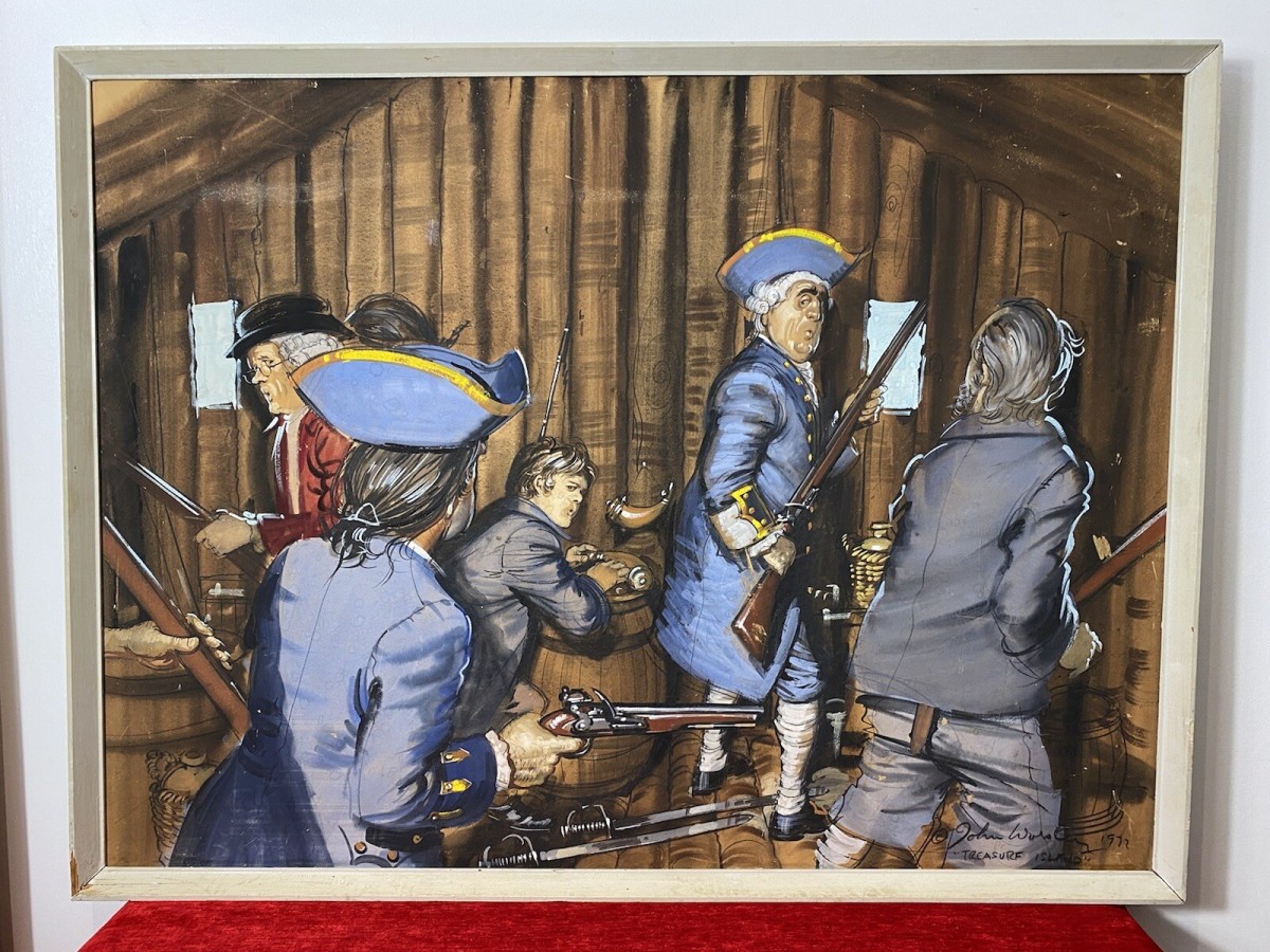 British Artist John Worsley Large Pastle Artwork Title 'treasure Island' 1972