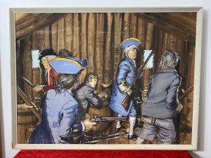 British Artist John Worsley Large Pastel Artwork Title 'Treasure Island' 1972 Circa - Dated 1972 Medium - Pastel On Board Artwork Title - 'Treasure Island ' Listing Description Large Illustrative Pastel Artwork By Prolific British Artist John Worsley (1919-2000) Depicting Military Scene From The Film 'Treasure Island'. Wonderful Scene With Six Figures Inside Wooden Cabin With Shooting Portholes, Two In Blue Admirals Uniforms, A Gentleman Sits Typing Upon Large Barrel Whilst Another In Red Jacket & Black Bowler Hat Loads His Rifle. Interesting Interior Scene With Many Guns And Swords On Display. Amazing Scene In Full Colour With Lots Of Humour And Movement In Fine Detail. Breath Taking Conversation Artwork For Art Collector. Set In Wooden Frame Signed/Dated/ Titled By British Artist John Worsley. Brief Artist History Upon Reverse. Dimensions In Inches Height 30" Width 39"