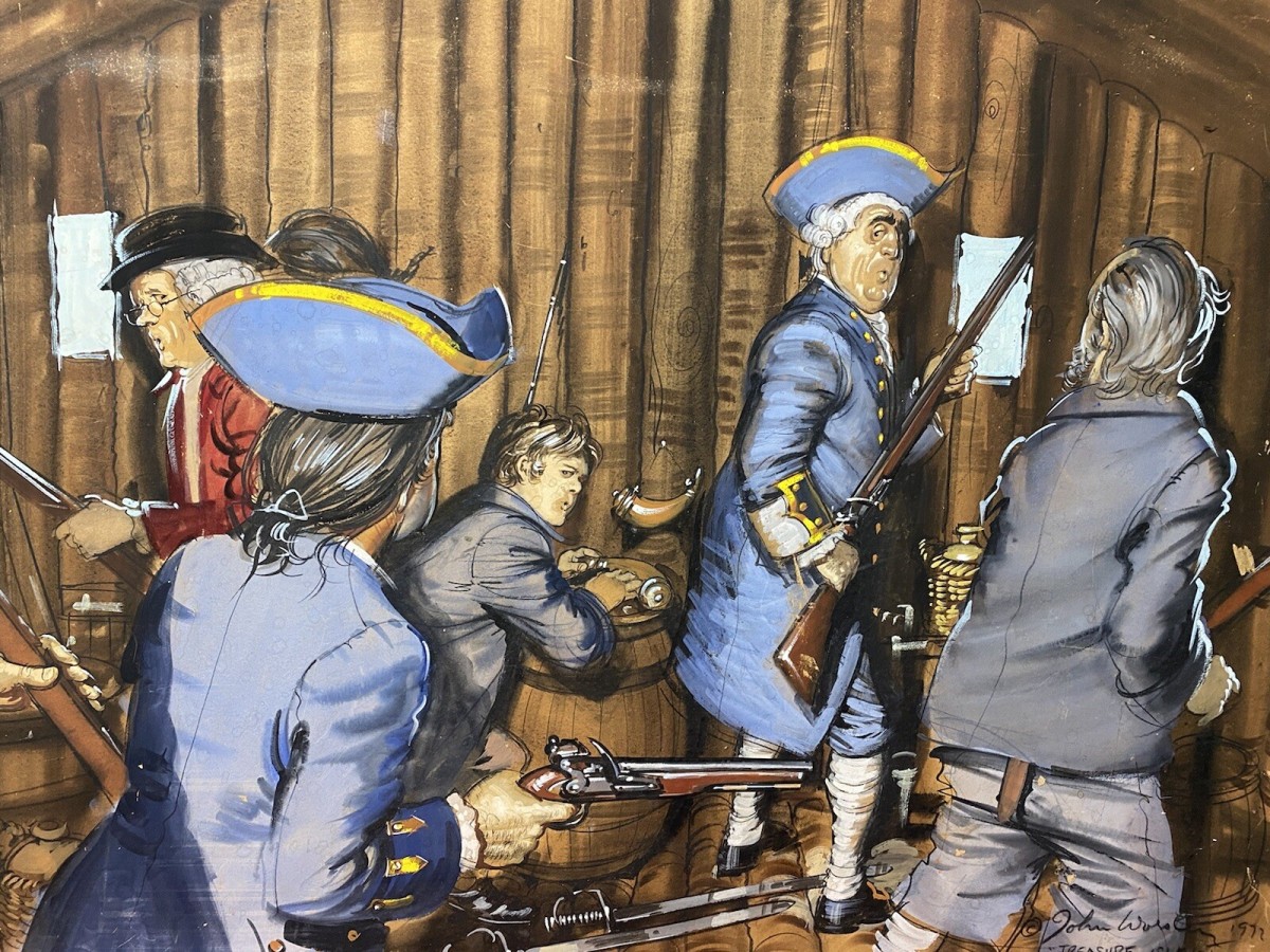 British Artist John Worsley Large Pastle Artwork Title 'treasure Island' 1972