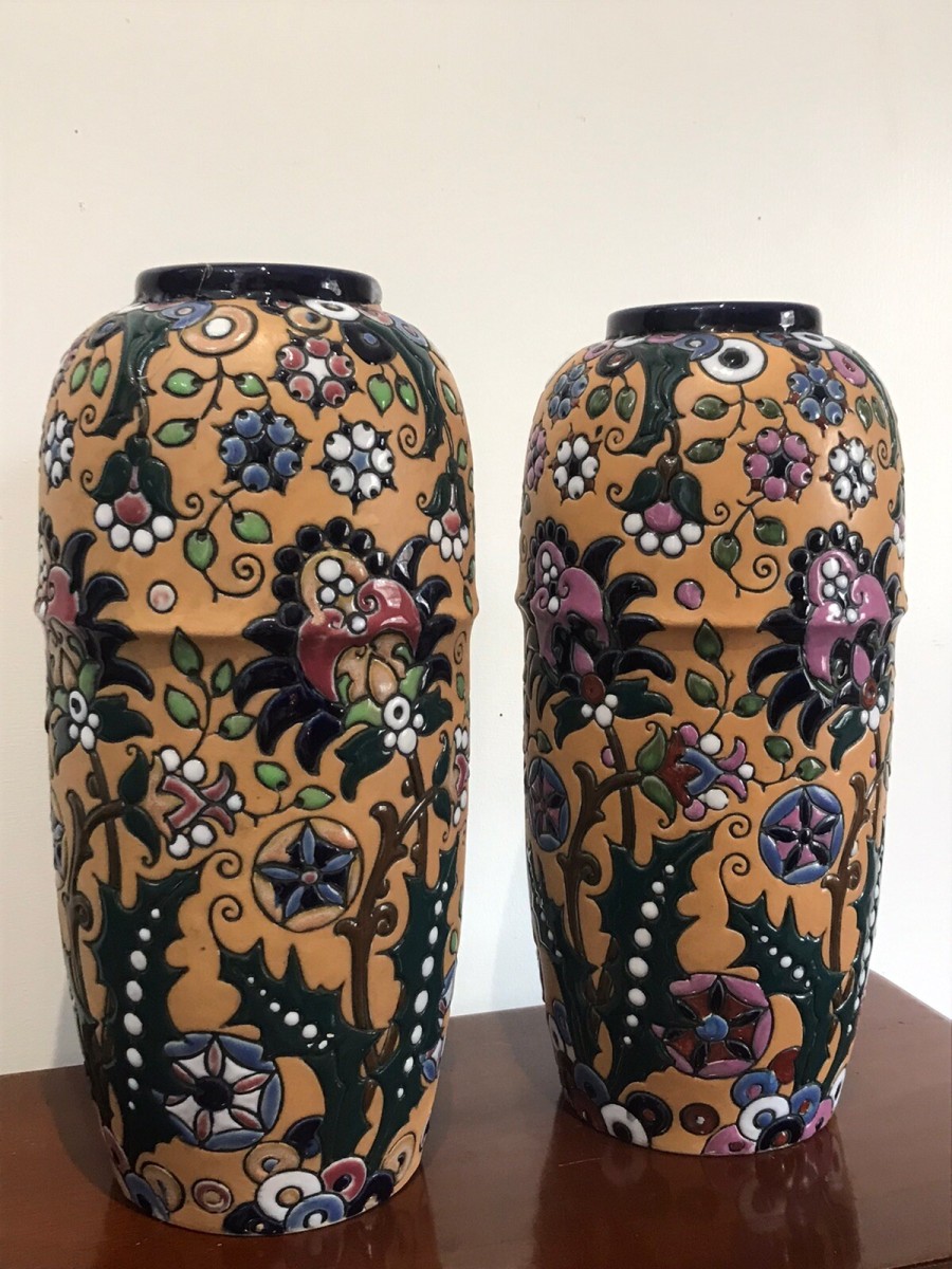 Stunning Pair Of Art Noveau Period Museum Grade Amphora Vases