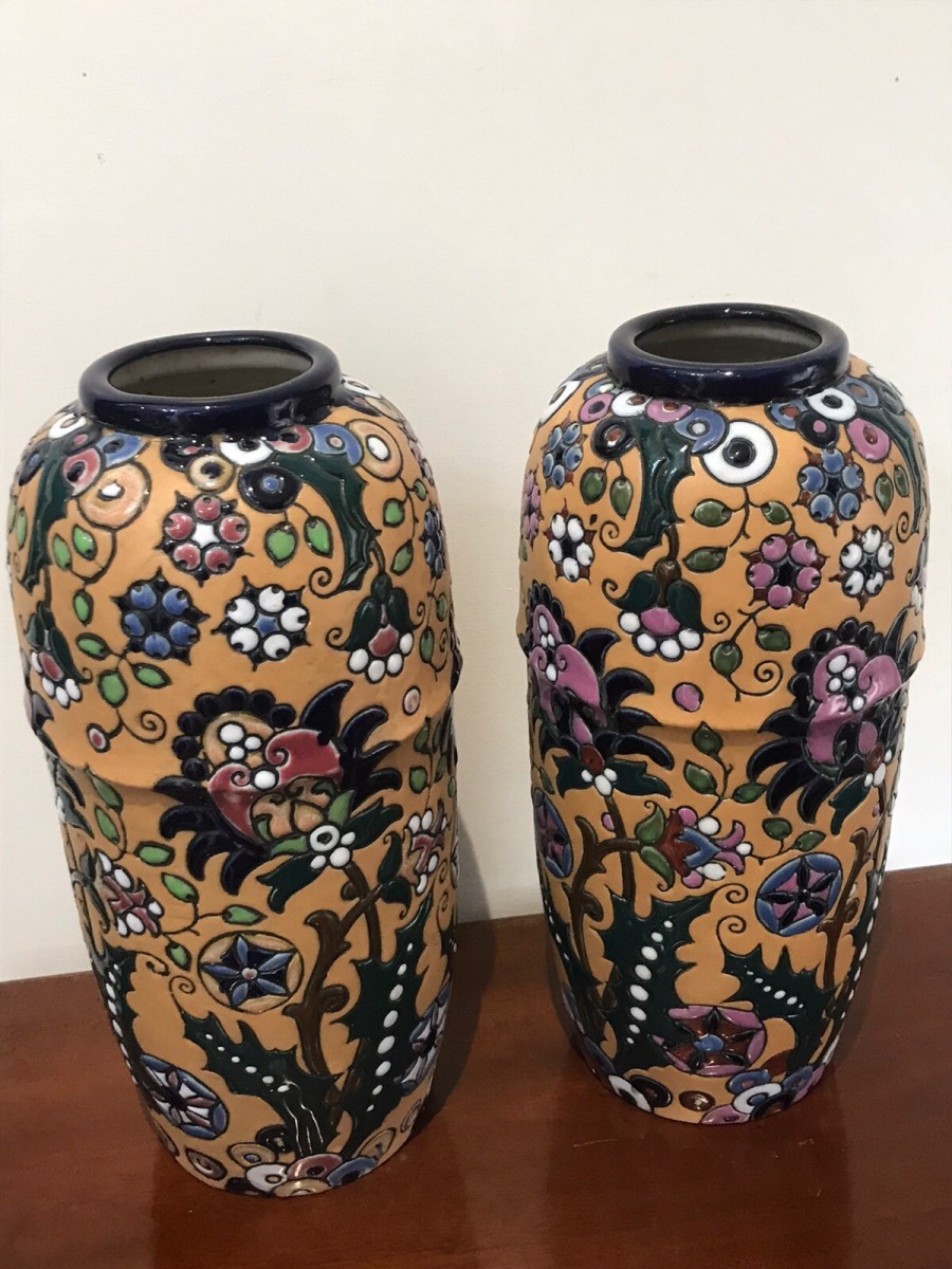 Stunning Pair Of Art Noveau Period Museum Grade Amphora Vases