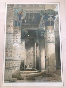 Fine Lithograph Title - View Under The Grand Portico Philae Egypt By Artist David Roberts 23/10/1796-25/11/1864 Lithograph Printed By L Hughes 1st Edition Taken From Original Painting By David Roberts R.A Known Orientalist Painter From Edinburgh Scotland Well Known For Prolific Lithographs Of Egypt During Tours Of The East 1838-1840 Artist JMW Turner Told Him To Stop Painting Theatre Scenery And Go To Egypt To Study Set In Guilt-wood Frame And Glazed With Inner Boarder Frames Truly Stunning Egyptology At It’s Very Best Stunning Condition Dimensions In Inches Height 30” Width 24”