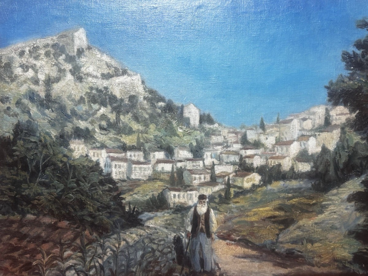 Impressive Landscape Grecian Castle Of Karitania Oil Painting On Canvas Signed