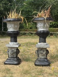 Classic Garden Urns On Plinths Urn Height 57cm x 41cm Diameter Plinth Height 38cm Width 30cm SQ