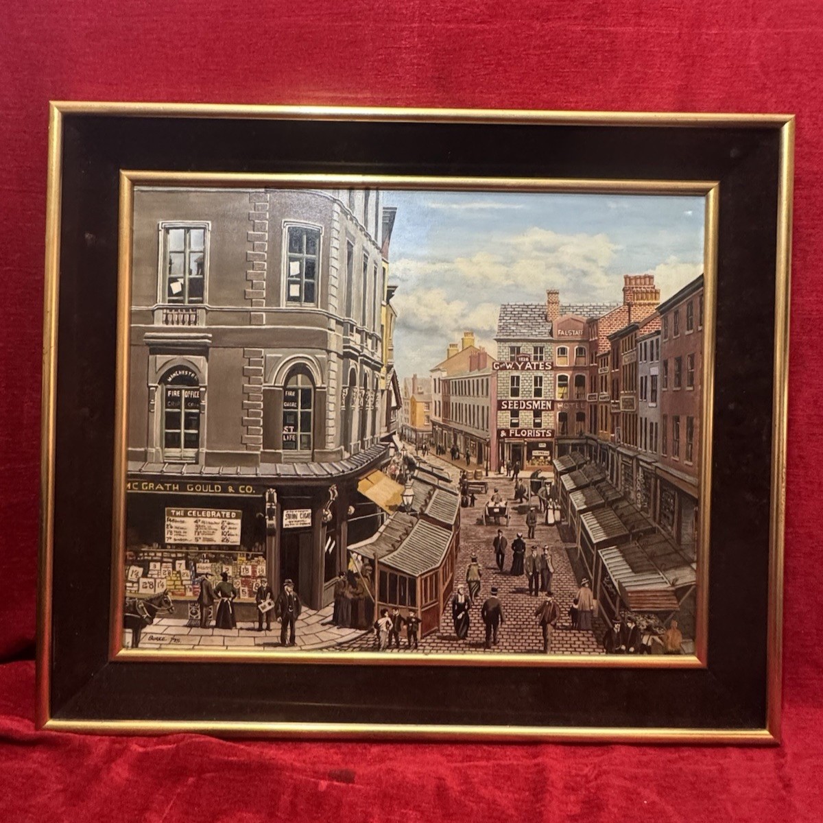 20century Fine Art ‘the Street Traders’ By British Artist Patrick Burke Painting