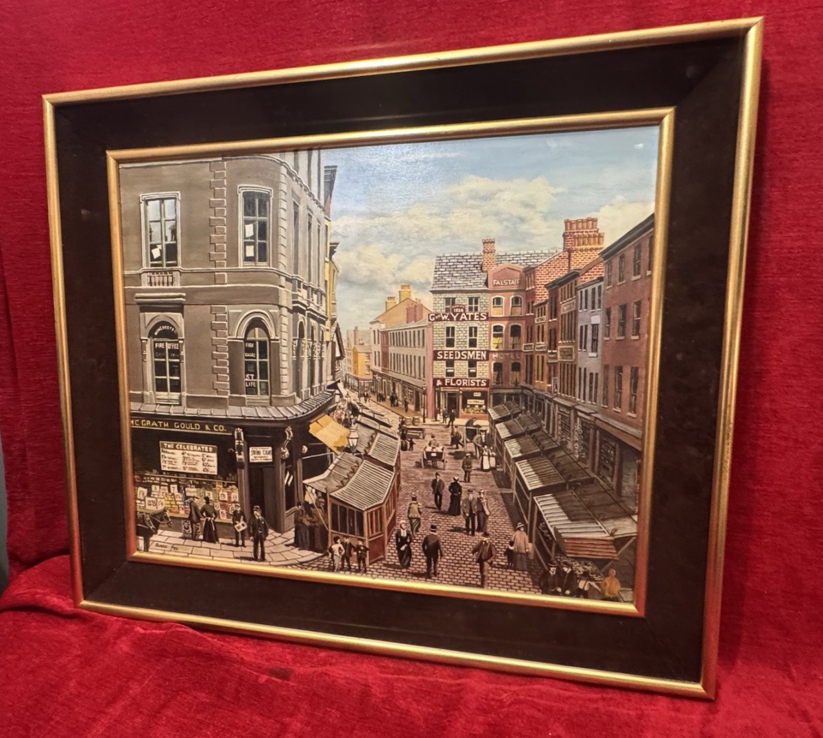 20century Fine Art ‘the Street Traders’ By British Artist Patrick Burke Painting