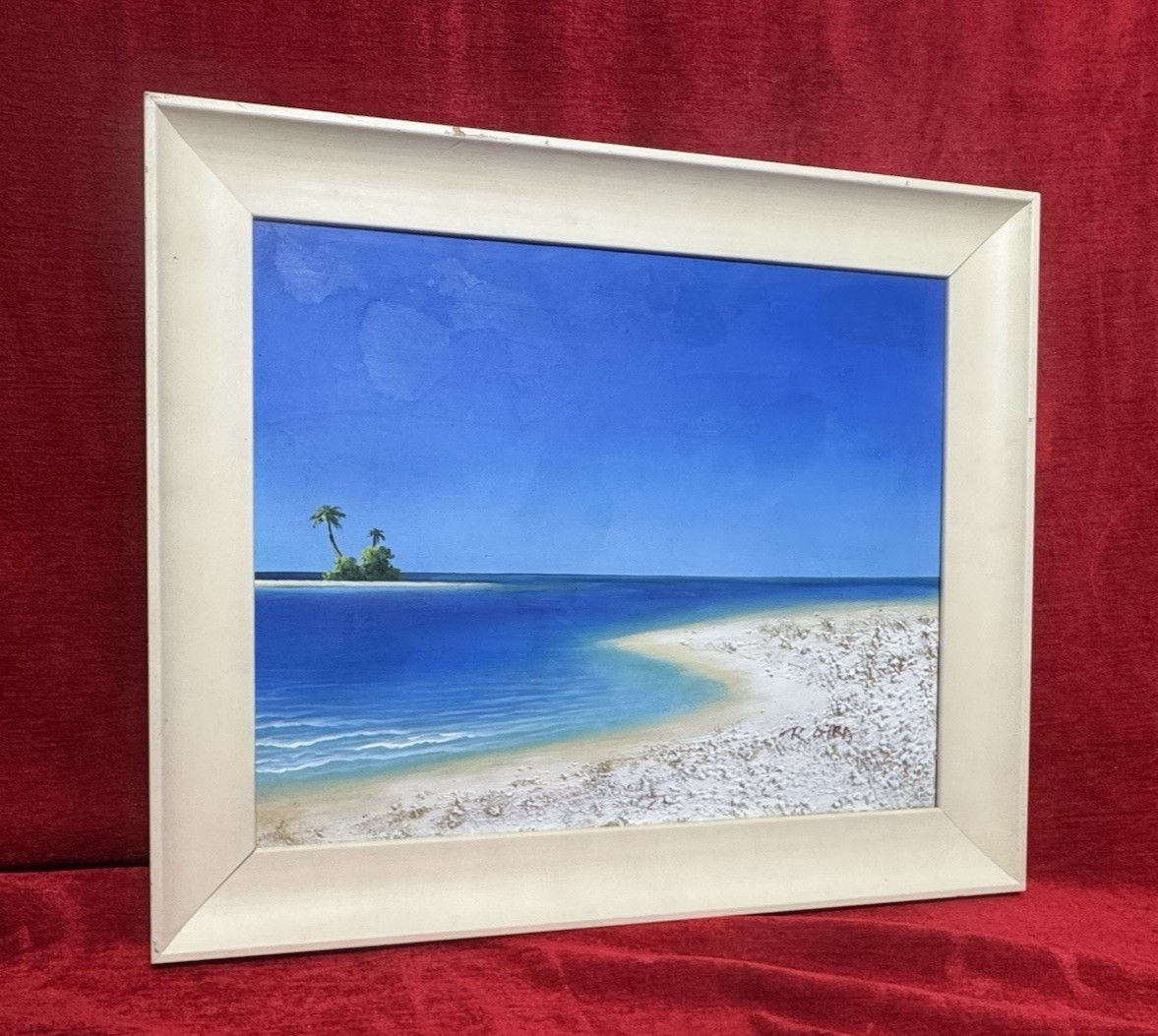 Primary image for Pair Tropical Paradise Island Beach Scene Oil Paintings Manner Of Henderson Cisz