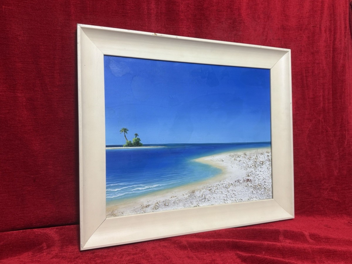 Pair Tropical Paradise Island Beach Scene Oil Paintings Manner Of Henderson Cisz