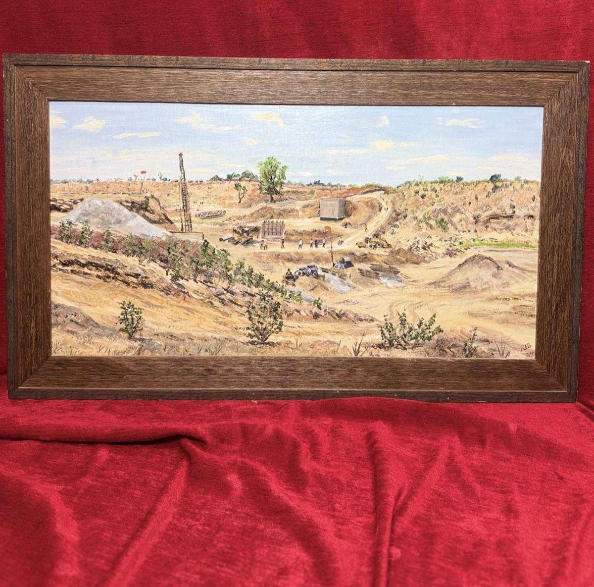 21stc South African Blantyre Gold Mining Operation In Landscape Oil Painting