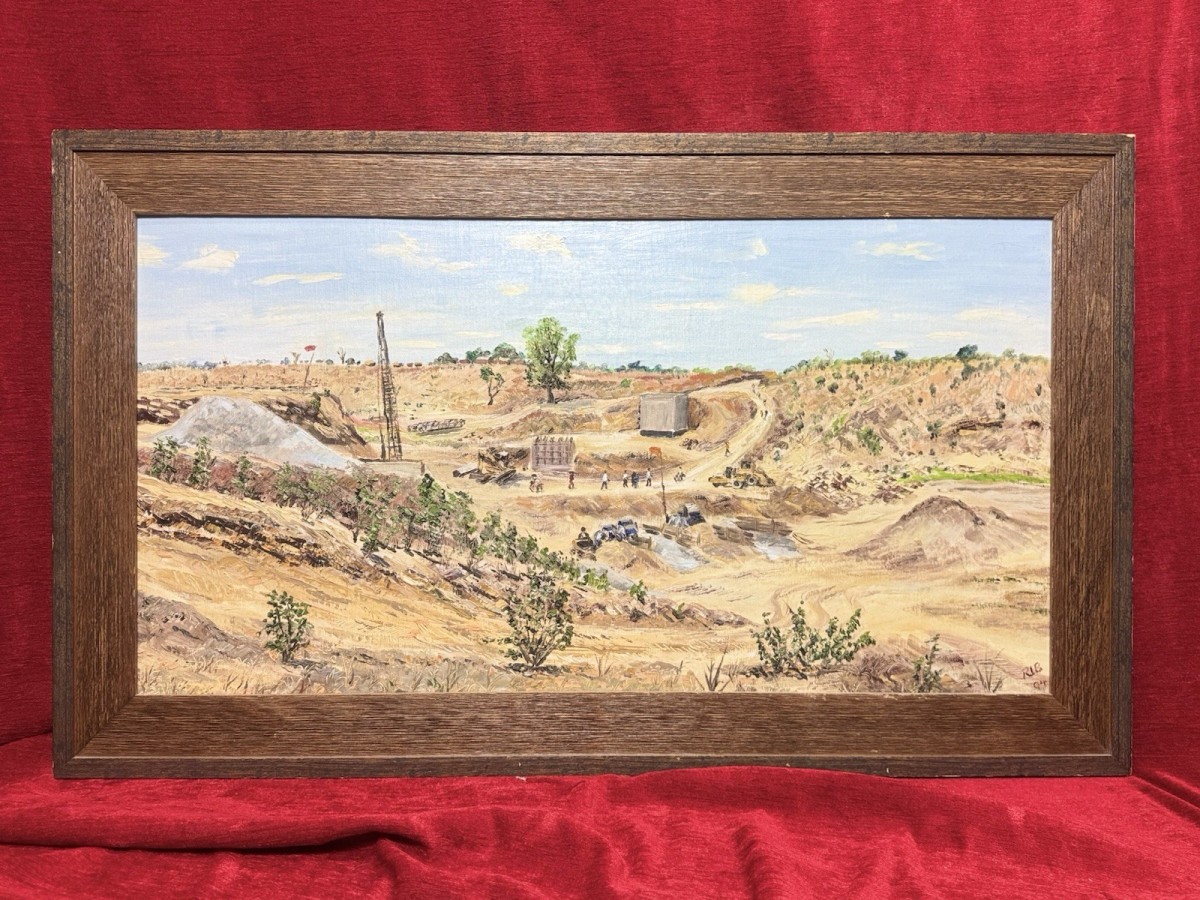 21stc South African Blantyre Gold Mining Operation In Landscape Oil Painting