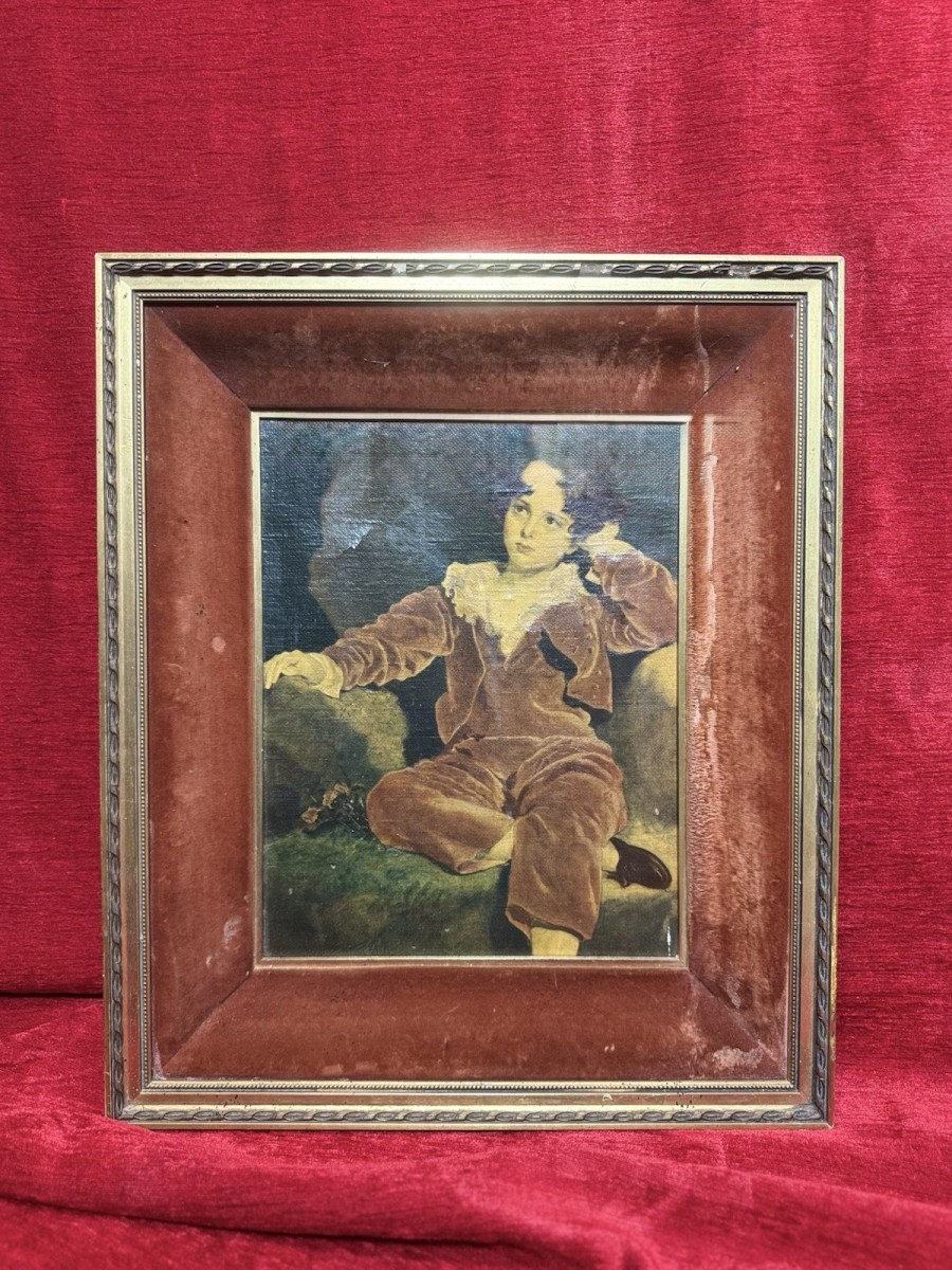 Primary image for The Red Boy After Sir Thomas Lawrence 1769-1830 Overpainted Lithograph