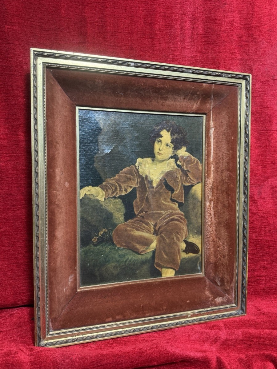 The Red Boy After Sir Thomas Lawrence 1769-1830 Overpainted Lithograph