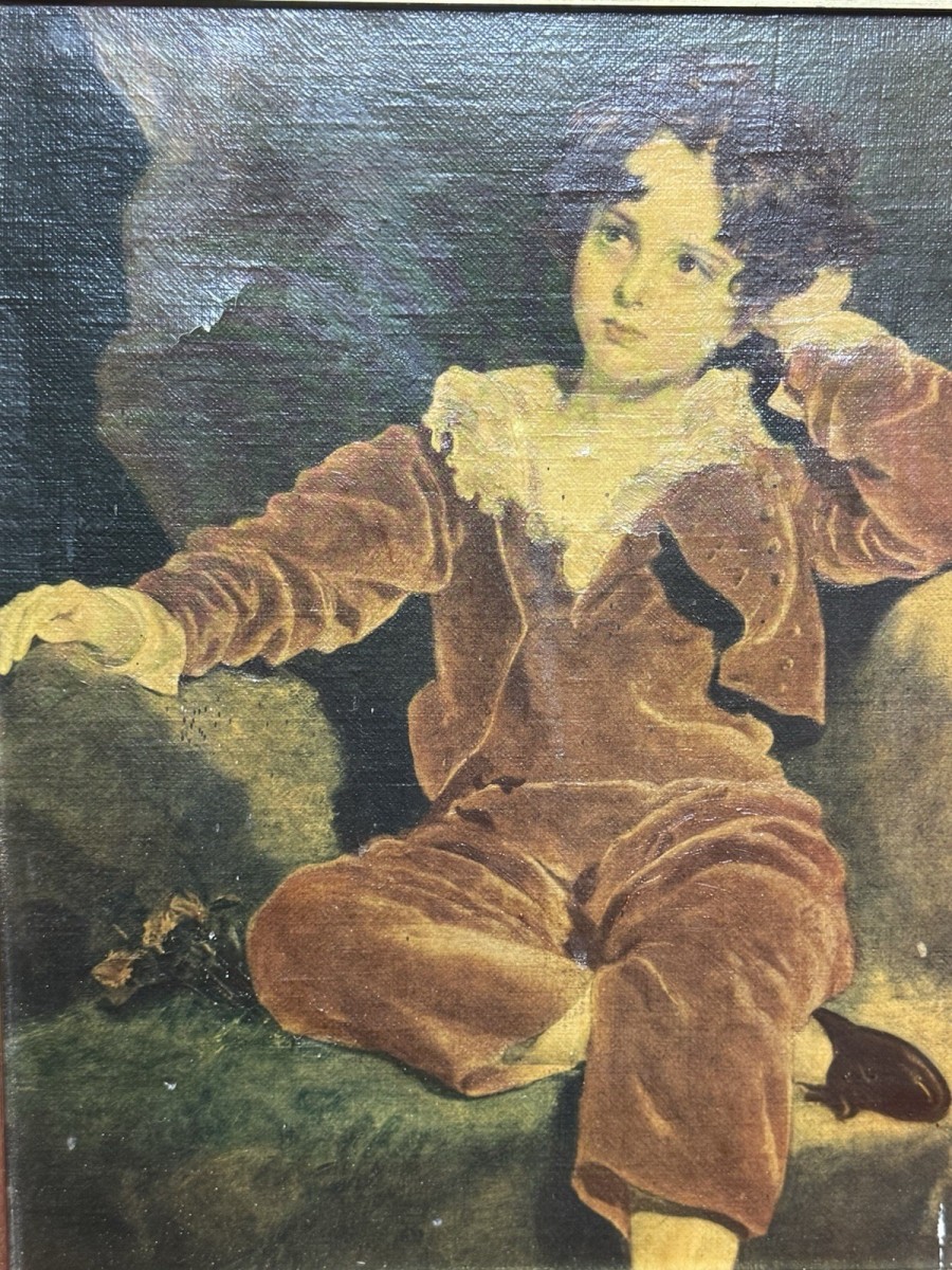 The Red Boy After Sir Thomas Lawrence 1769-1830 Overpainted Lithograph
