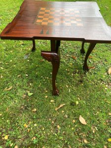 The Body Of The Table Has A Decorative Central Frieze Pull Out Drawer For Storage Of Chess/Backgammon Pieces.
