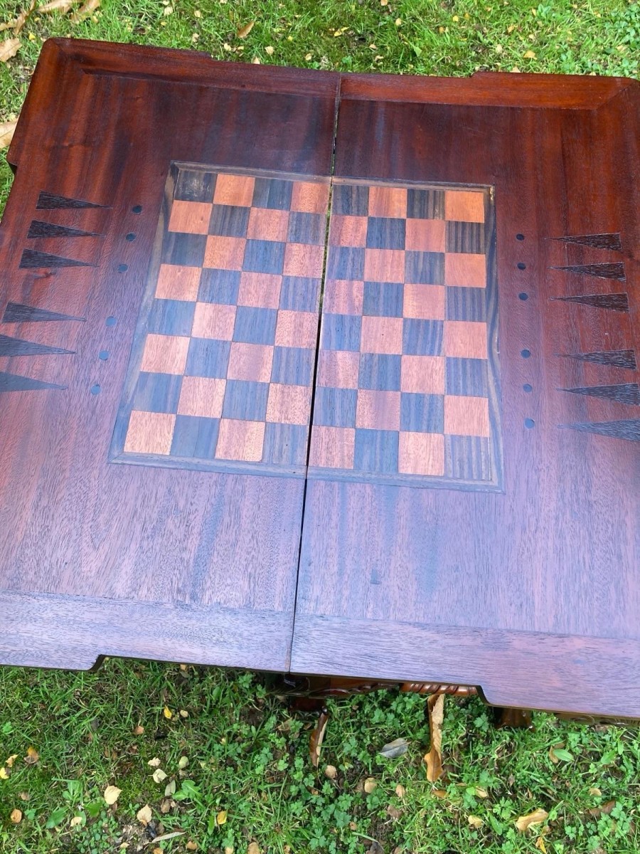 Reproduction Chippendale Style Richly Carved Mahogany Games Table