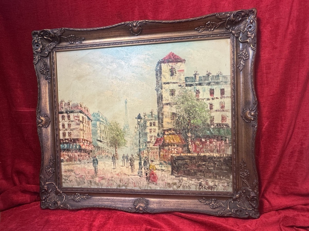 Caroline Burnett Impressionist Parisian Street Scene Oil Painting