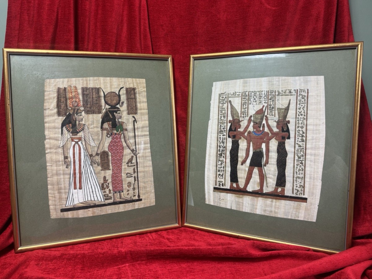 Primary image for Pair Egyptian Papyrus Art Queen Nefratiti/ Ramses Ii Mythological Paintings