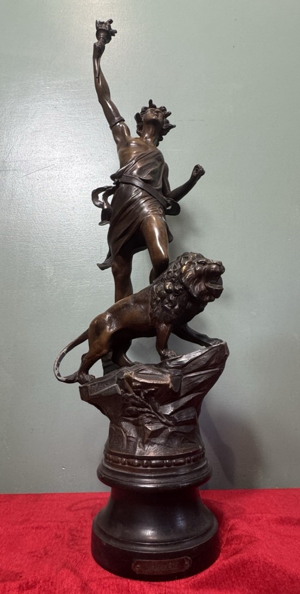 Primary image for French Spelter Figural Sculpture Titled 'la Force' After Charles Lévy
