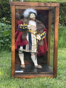 Historic Waxwork Model Of British Reigning Monarch King Henry VIII (28th June 1491- 28th January 1547). Originally Commissioned In London And Displayed At The Doncaster Museum. Original Museum Labels Still Attached.