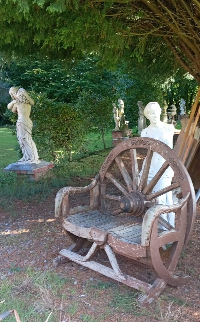 Antique Period Cartwheel Garden Bench