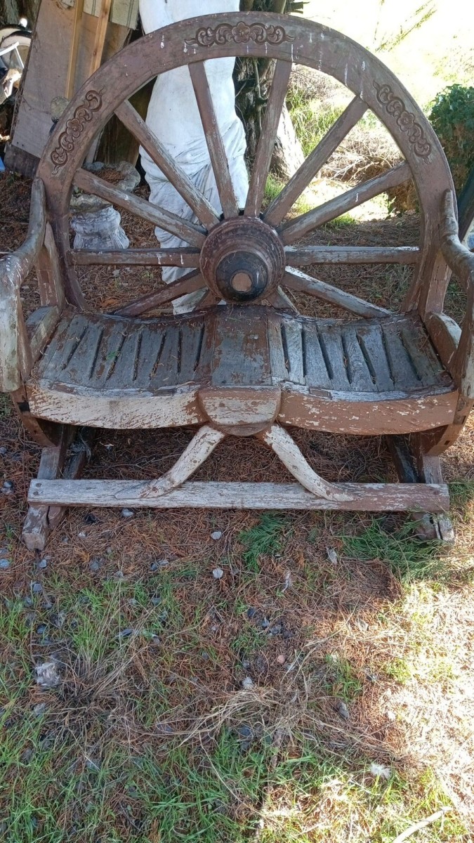 Antique Period Cartwheel Garden Bench