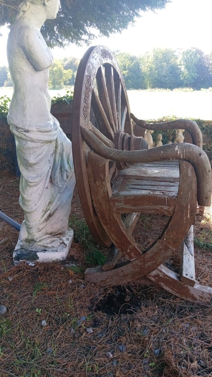 Antique Period Cartwheel Garden Bench