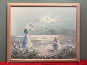 Artwork With Thick Textural Paintwork. The Sun Peers Through Clouds With Gliding Seagulls On The Look Out For Their Next Catch. Wonderful Perspective Lovely Subject. Height 46.5cm X Width 56cm.
