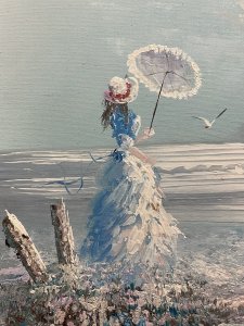 Artwork With Thick Textural Paintwork. The Sun Peers Through Clouds With Gliding Seagulls On The Look Out For Their Next Catch. Wonderful Perspective Lovely Subject. Height 46.5cm X Width 56cm.