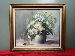 Originally From Japan, Yoko Started Painting From The Tender Age Of Eight And Continued With Lessons In Kyoto In Her Teen Years. Original Still Life Of Chrysanthemums By Renowned Artist Yoko Arakawa.