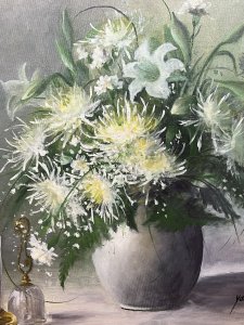 Originally From Japan, Yoko Started Painting From The Tender Age Of Eight And Continued With Lessons In Kyoto In Her Teen Years. Original Still Life Of Chrysanthemums By Renowned Artist Yoko Arakawa.