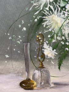 Originally From Japan, Yoko Started Painting From The Tender Age Of Eight And Continued With Lessons In Kyoto In Her Teen Years. Original Still Life Of Chrysanthemums By Renowned Artist Yoko Arakawa.